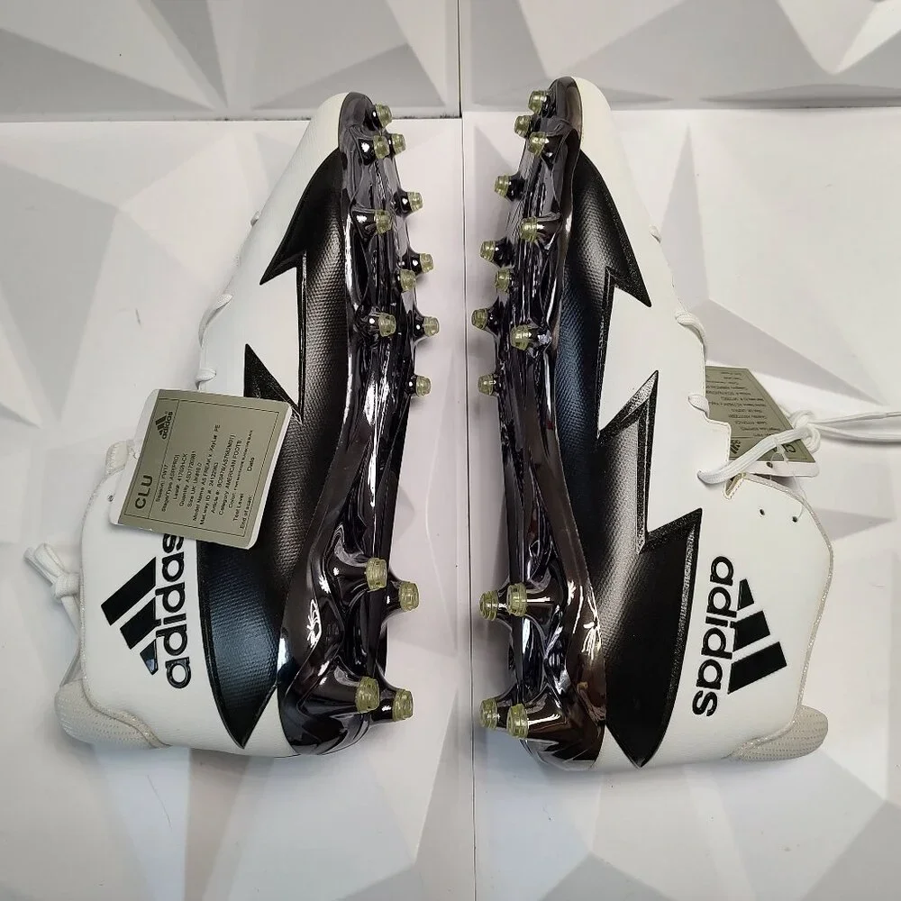 Adidas Mens Football Cleats 17 White Black Shoe Lacrosse High Molded Athletic - Picture 5 of 11